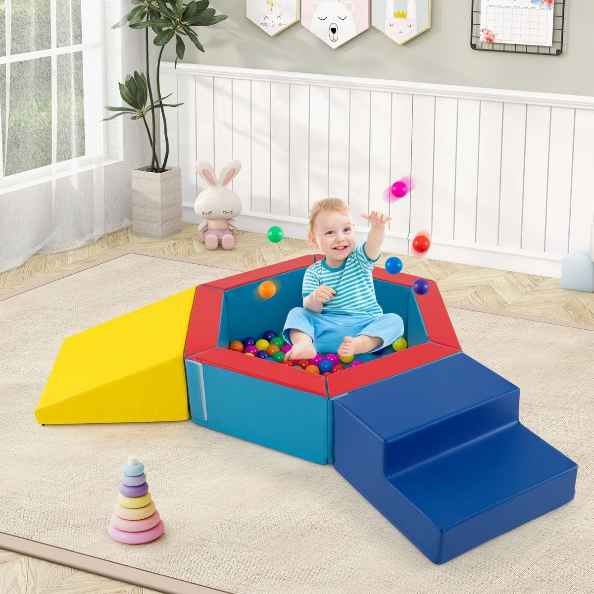 Little Ones Baby Soft Play Climber with Mini Ball Pit and Balls