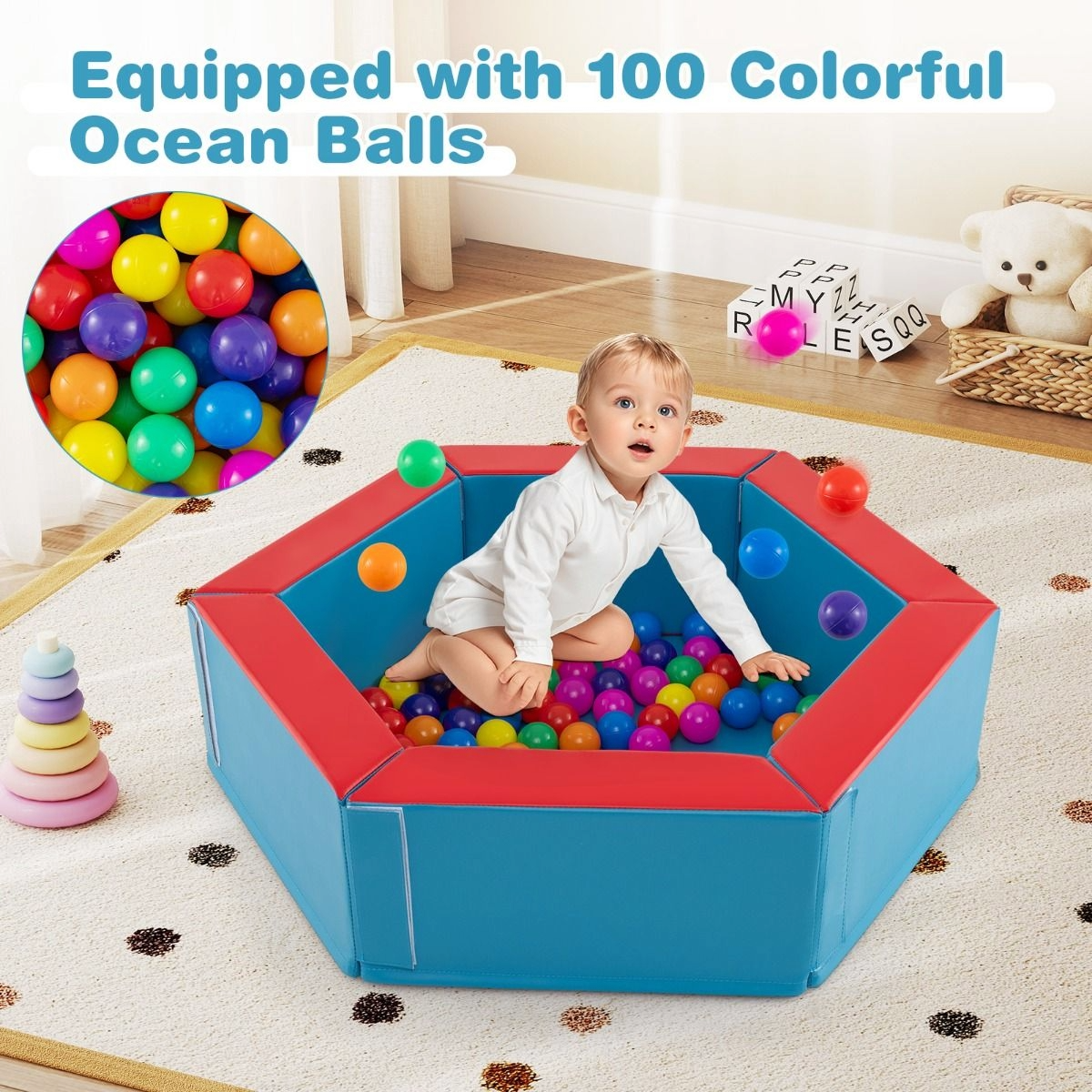 Little Ones Baby Soft Play Climber with Mini Ball Pit and Balls