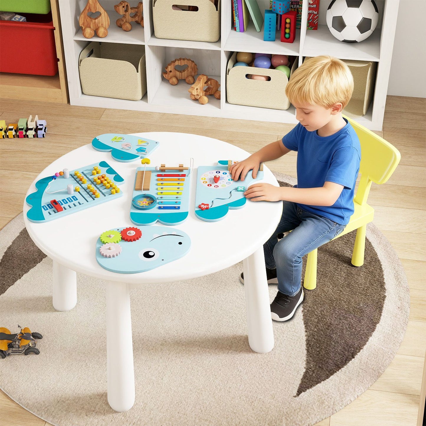 Dinosaur Montessori Wall Busy Board - Blue