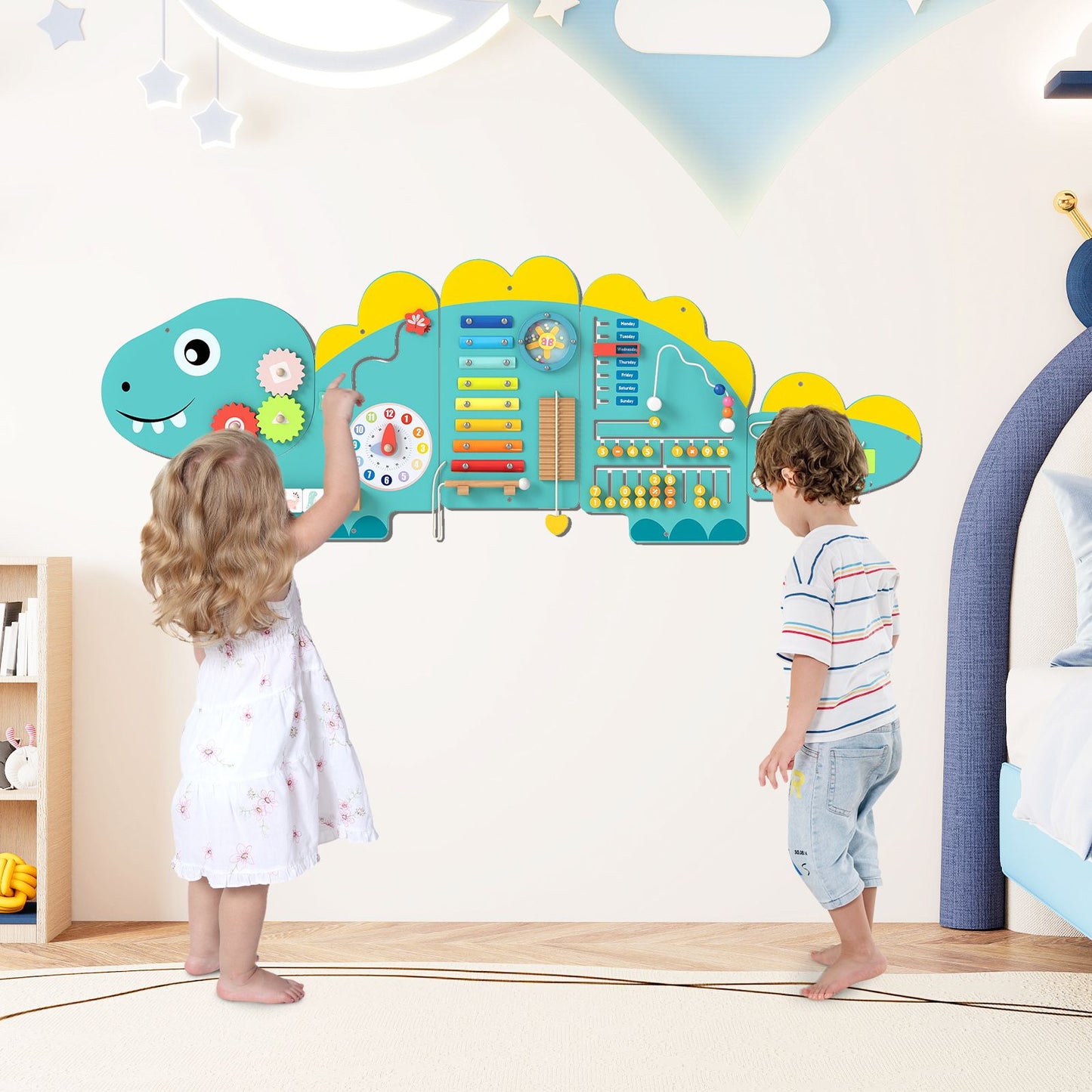Dinosaur Montessori Wall Busy Board - Green