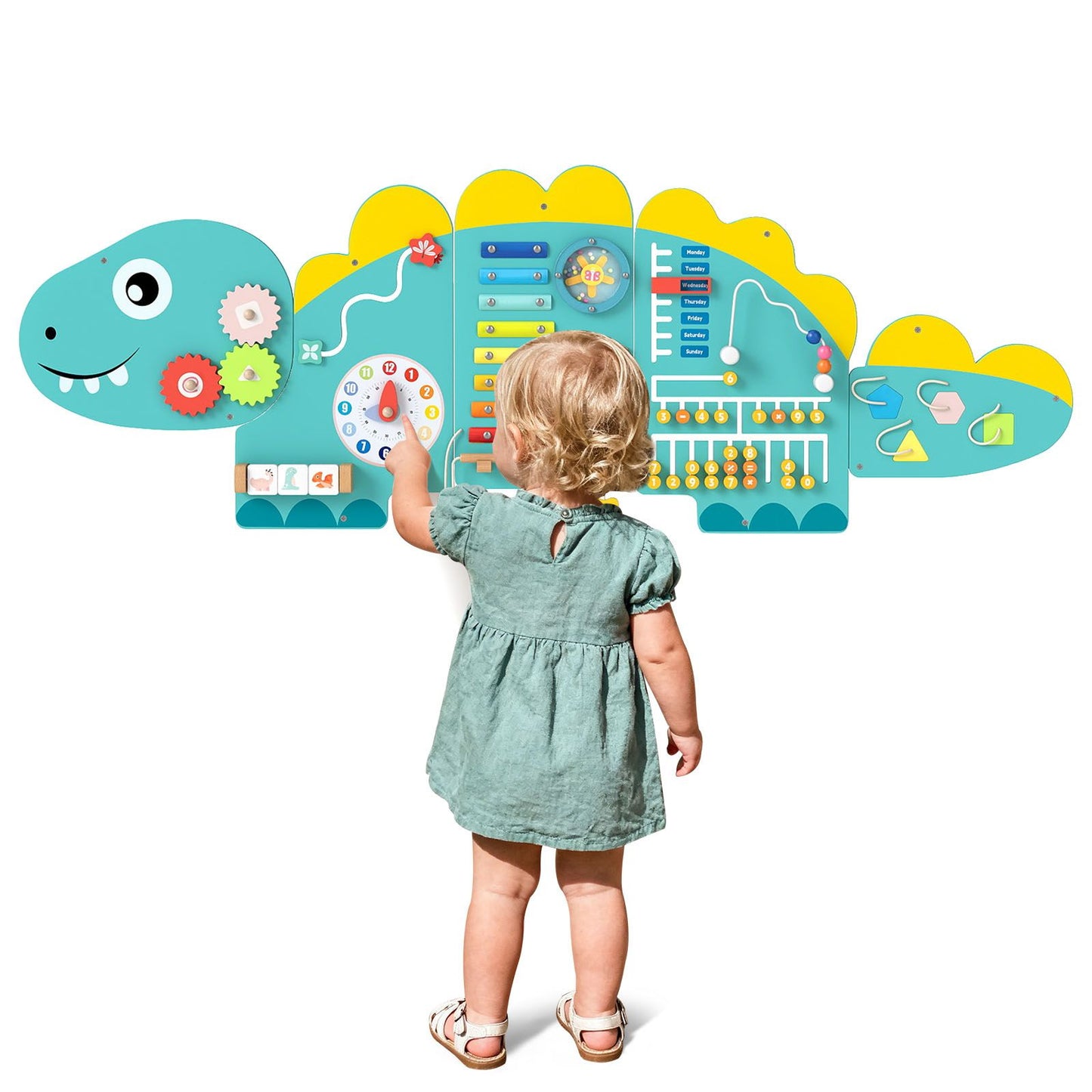 Dinosaur Montessori Wall Busy Board - Green