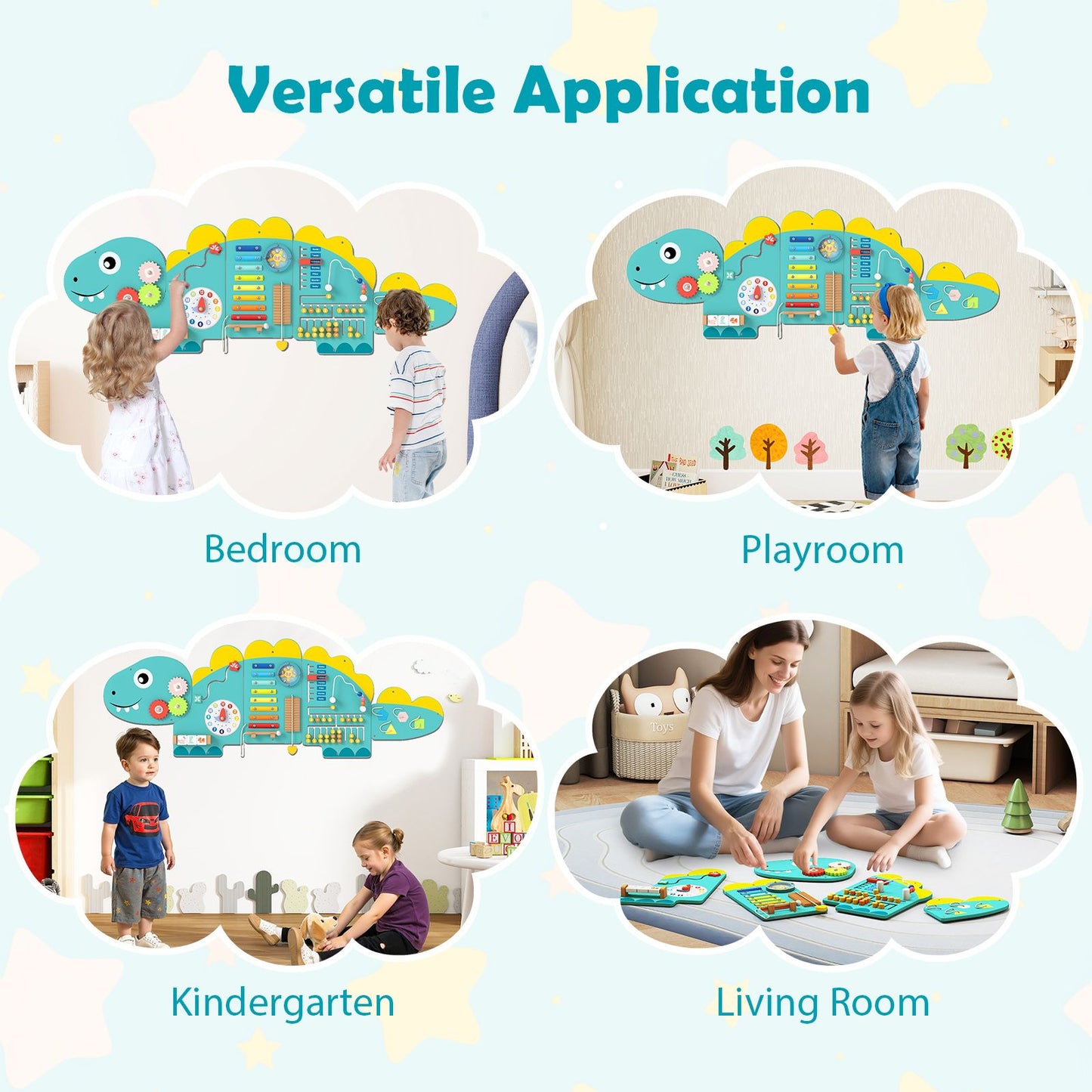 Dinosaur Montessori Wall Busy Board - Green