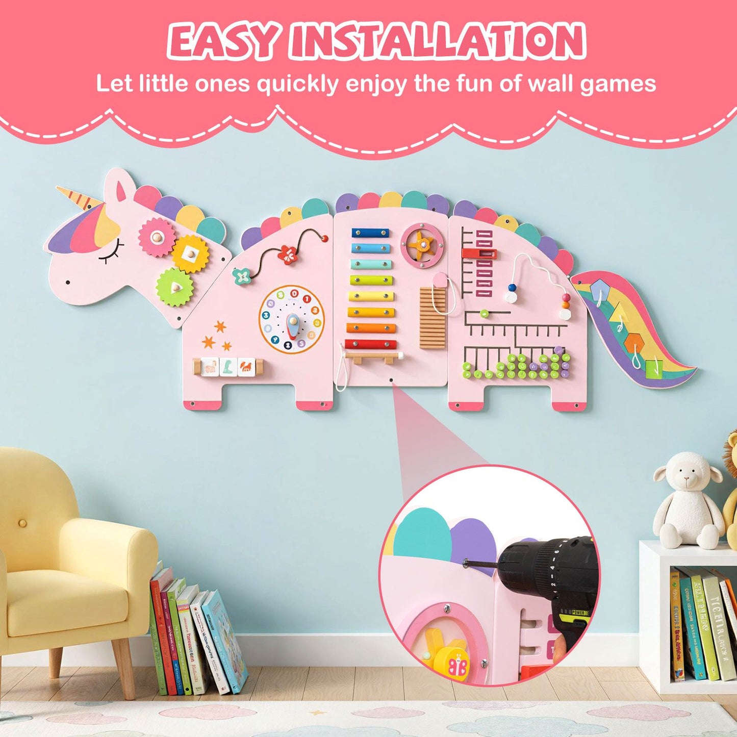 Unicorn Montessori Wall Busy Board