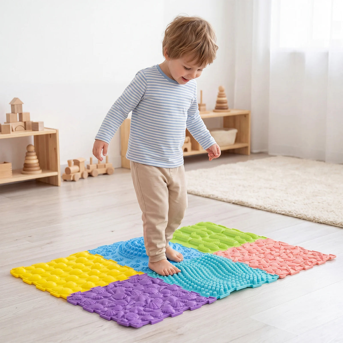 6 Set Interlocking Sensory Mats - Pastel