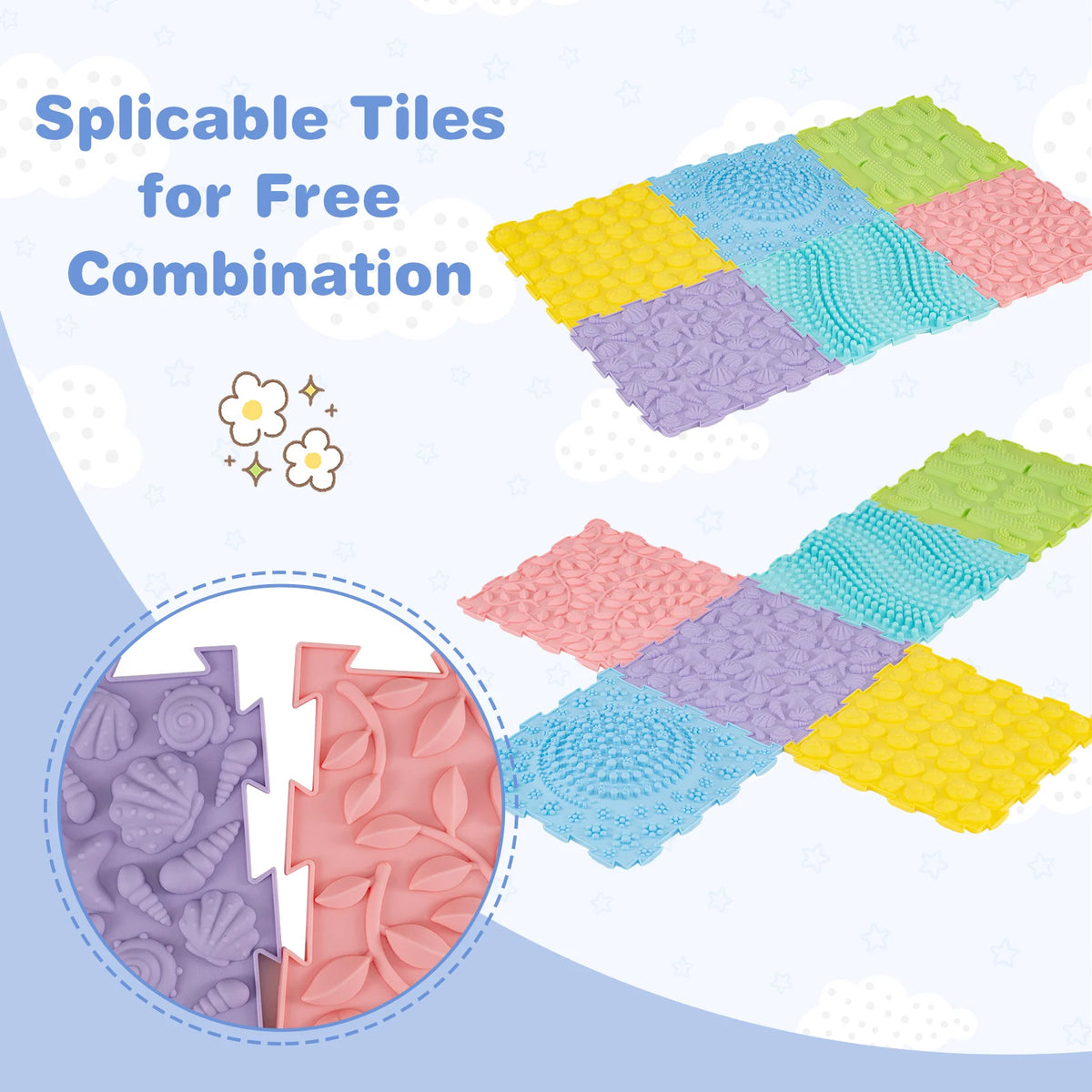 6 Set Interlocking Sensory Mats - Pastel