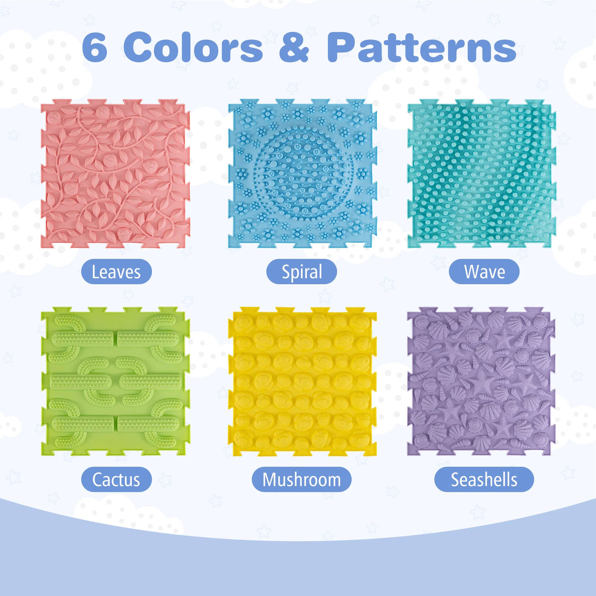 6 Set Interlocking Sensory Mats - Pastel