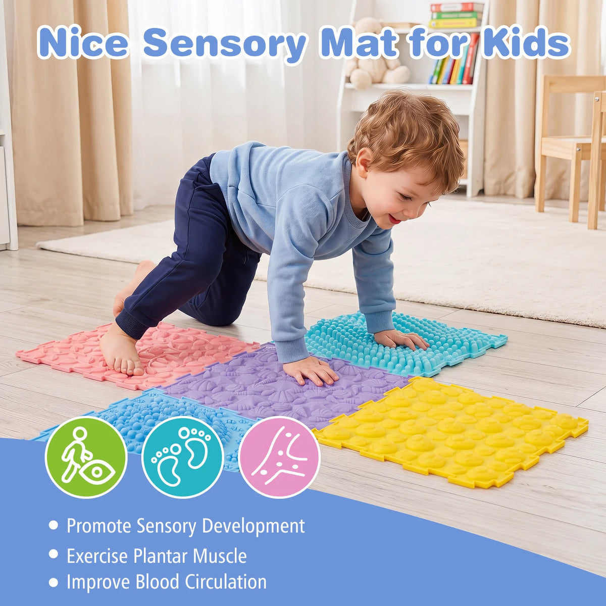 6 Set Interlocking Sensory Mats - Pastel