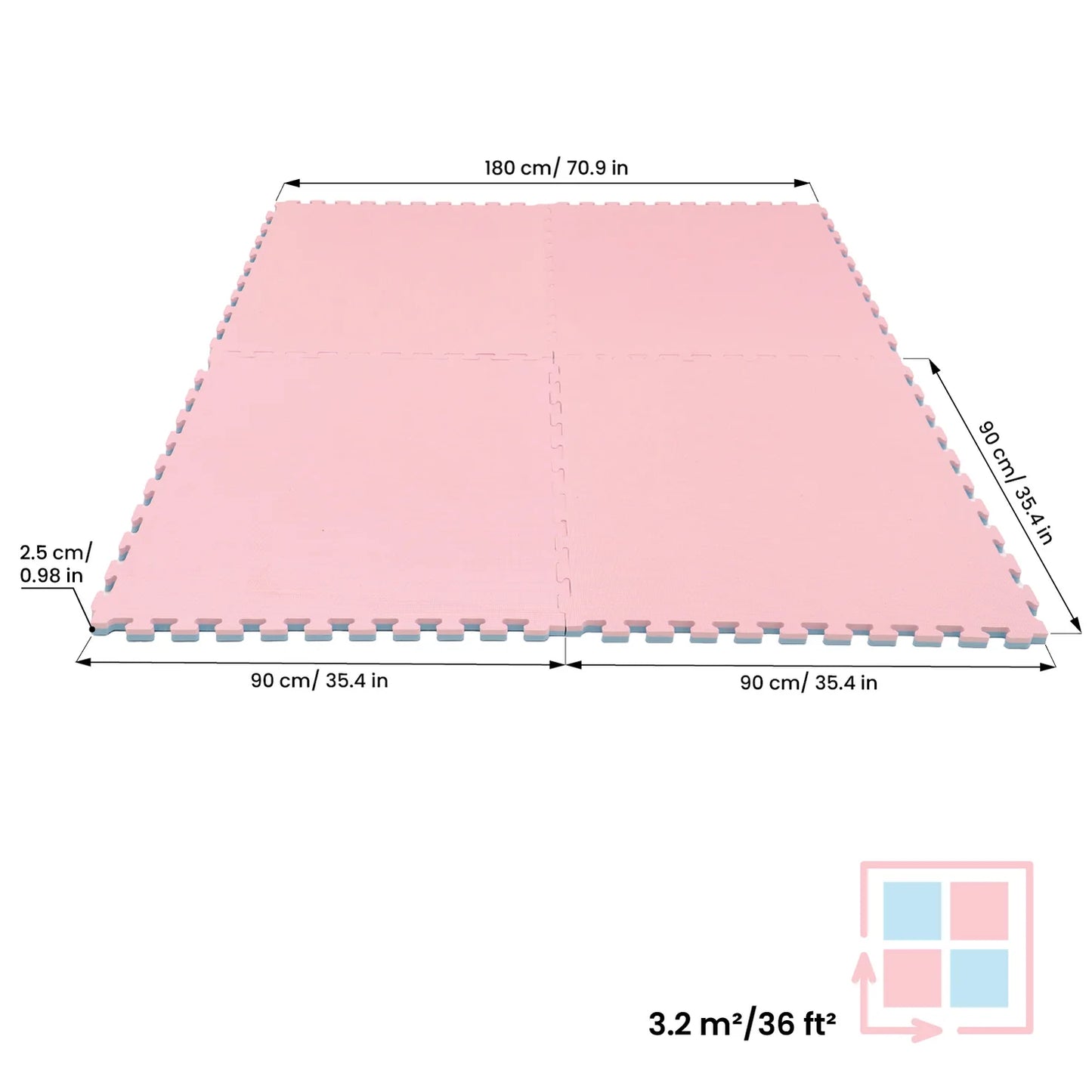 Puzzle Interlocking Mat -  Pink/Blue