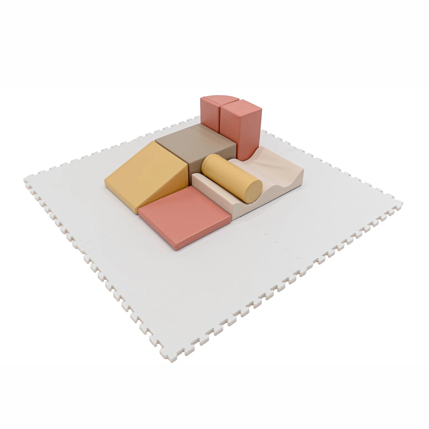 Puzzle Interlocking Mat -  Beige / White