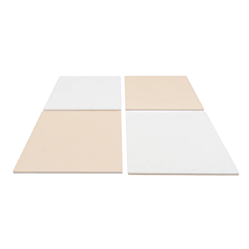 Puzzle Interlocking Mat -  Beige / White