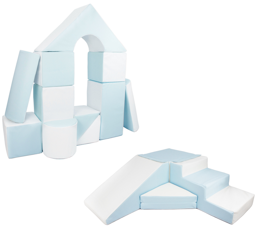 V Combo Set - Pastel Blue/White