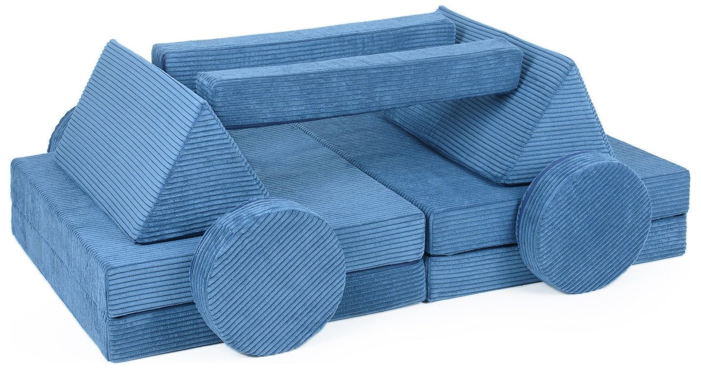 soft play sofa nugget blue cord