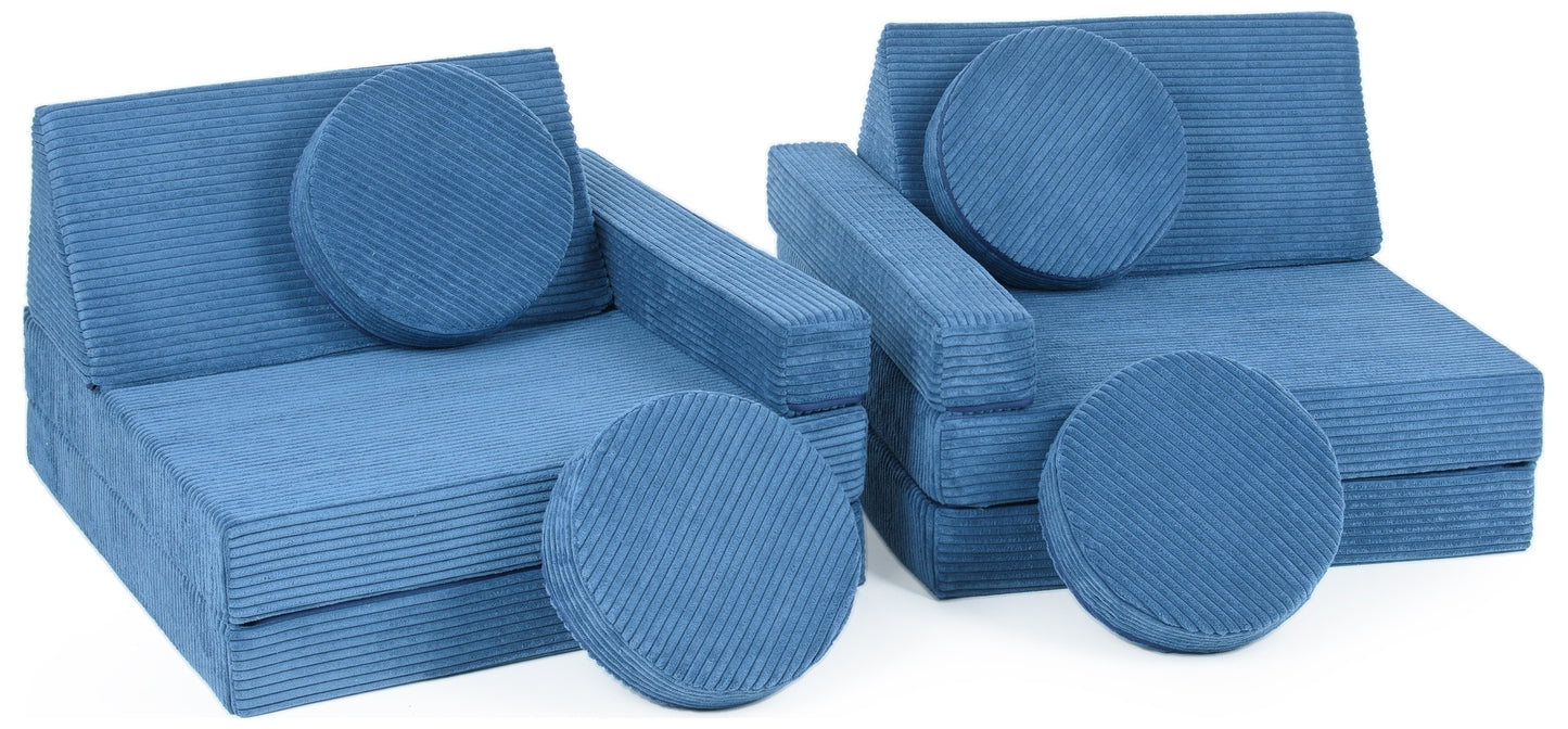 soft play sofa nugget blue cord