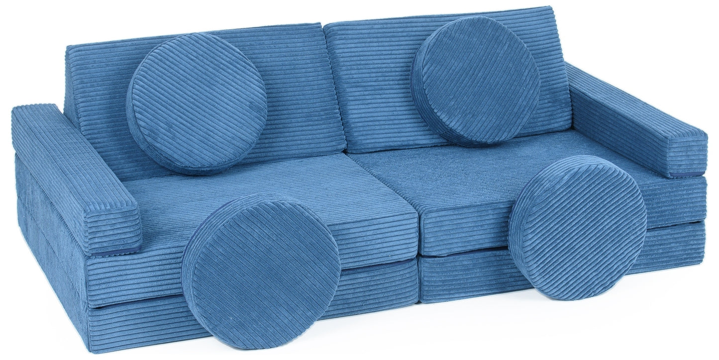 soft play sofa nugget blue cord
