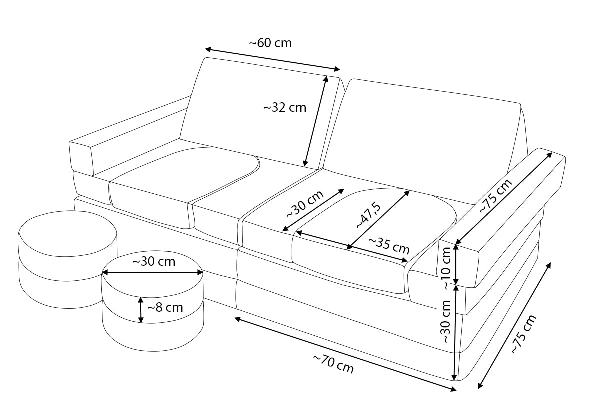 Boucle Soft Play Couch Sofa Extra - Colour Options