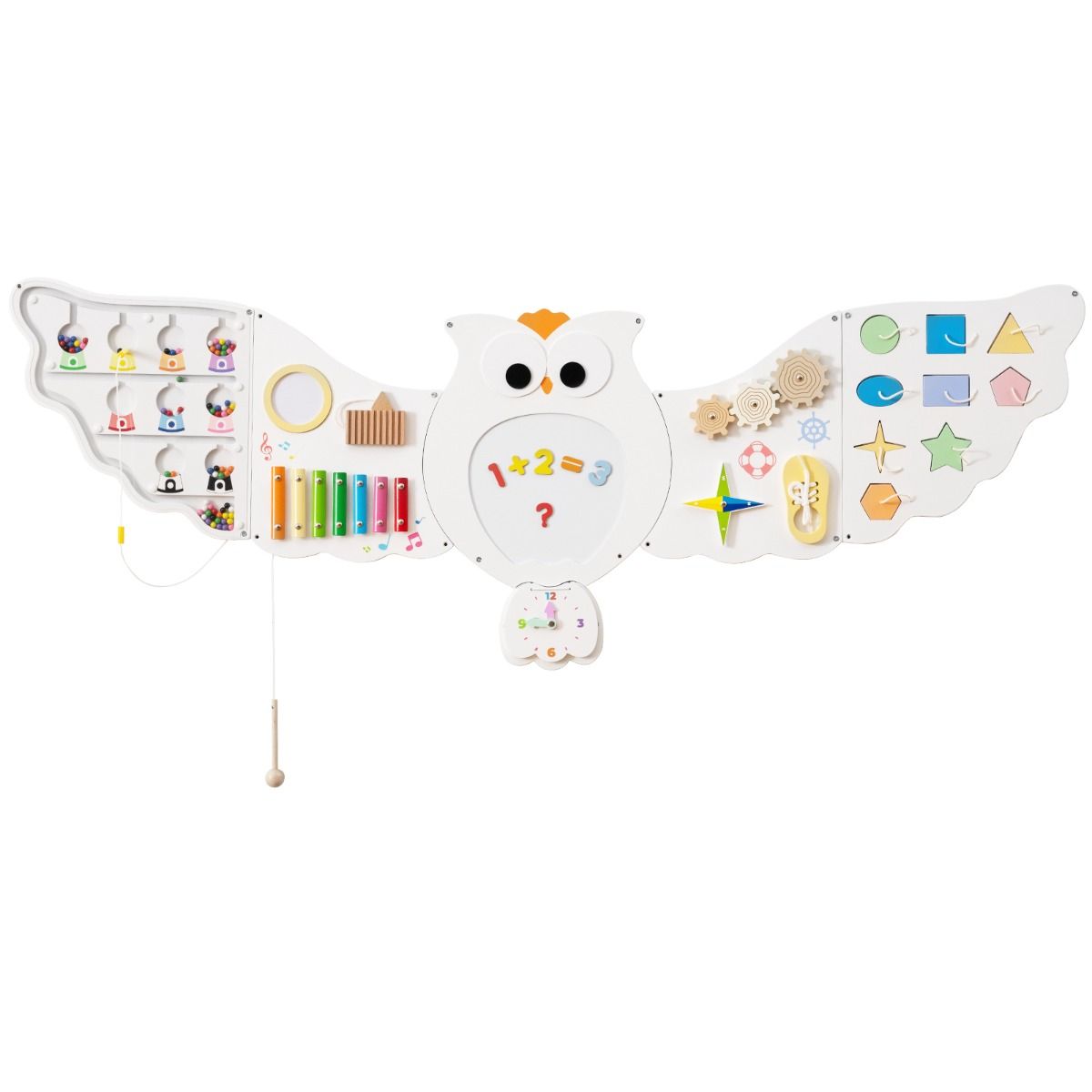 Owl Montessori Wall Busy Board – Sensory Soft Play Activity Wall for Kids