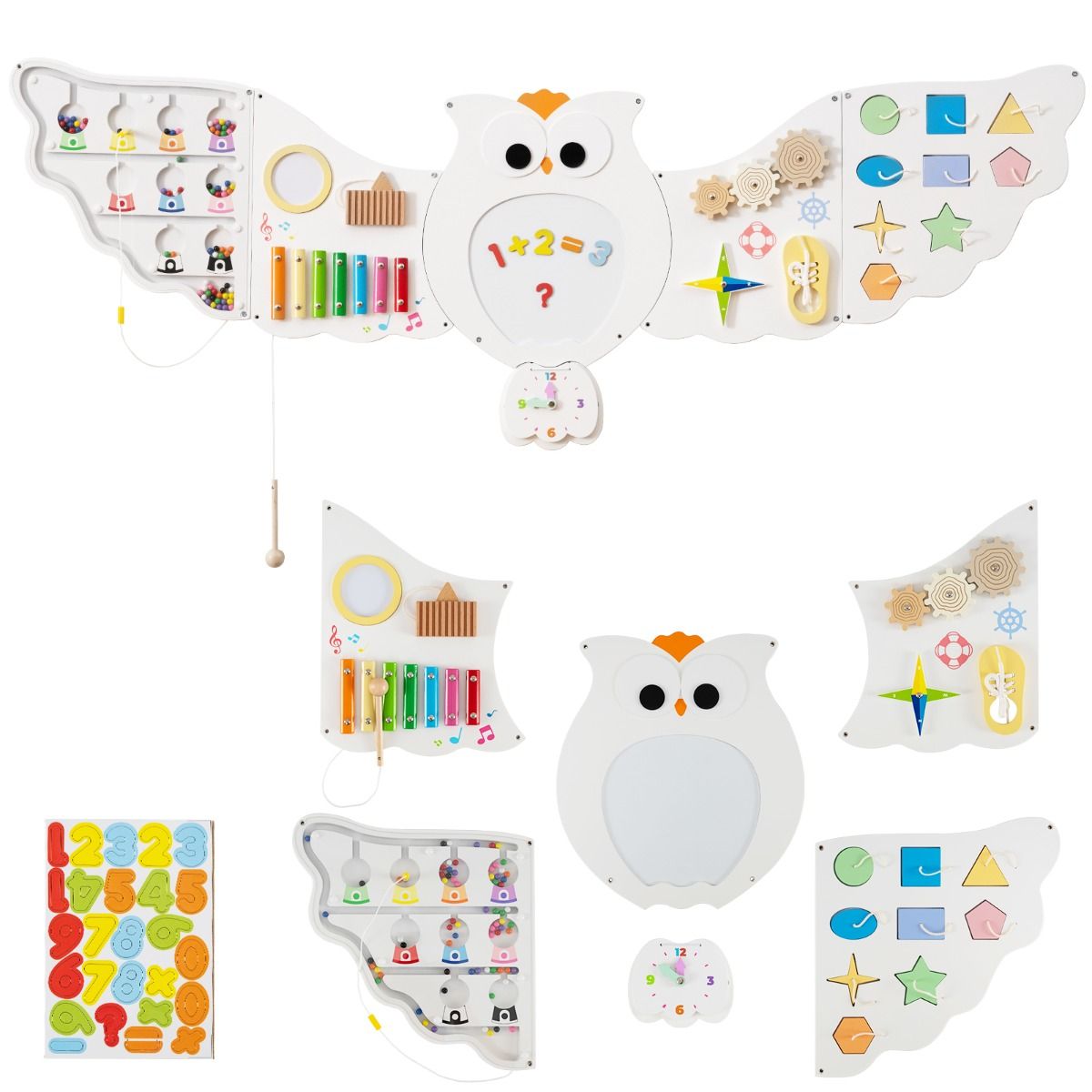 Owl Montessori Wall Busy Board – Sensory Soft Play Activity Wall for Kids