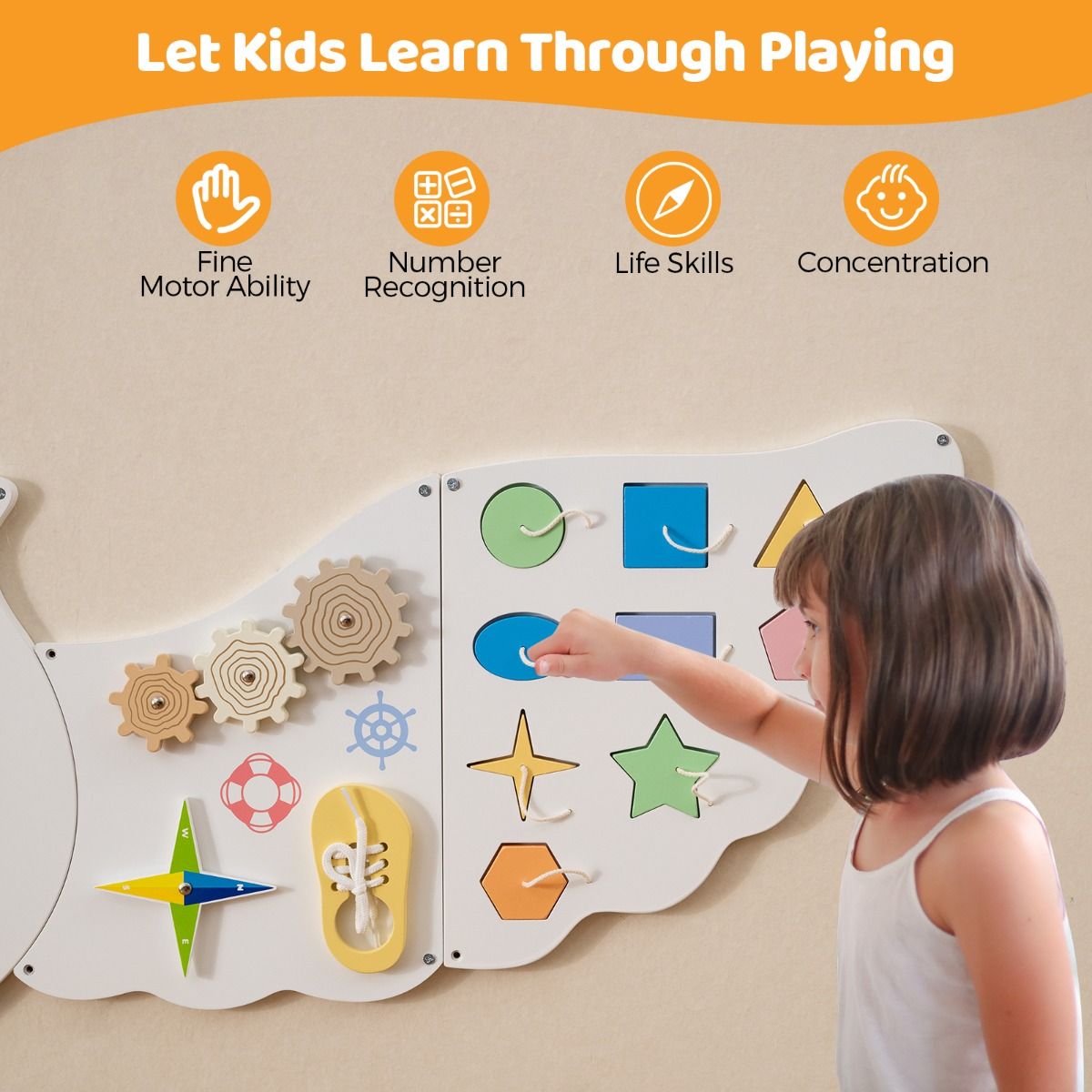 Owl Montessori Wall Busy Board – Sensory Soft Play Activity Wall for Kids